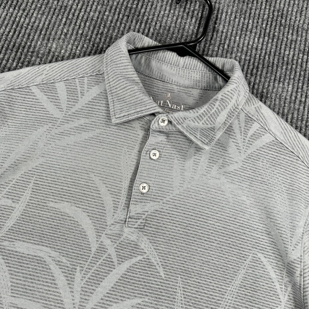 Nat Nast Polo Shirt Mens Large Gray Floral Short Sleeve‎ Golf Casual Outdoor